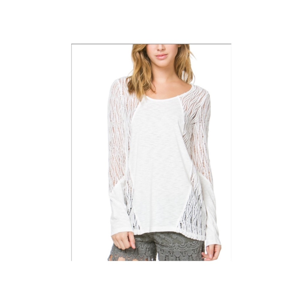 Panelled Scoop Neck Top in White